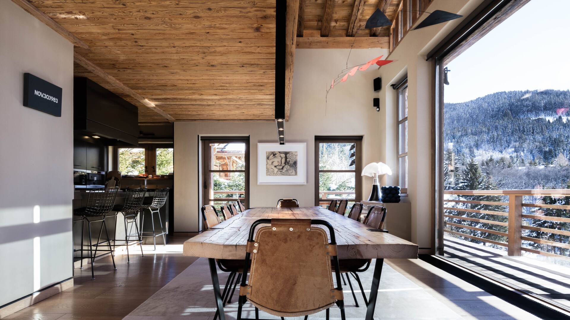 open space with kitchen and dining area