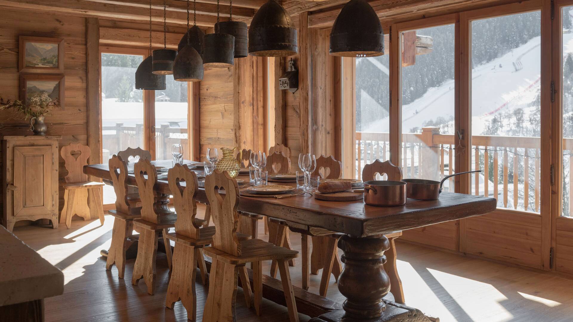 dining room with mountain views 