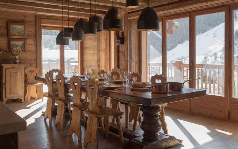 dining room with mountain views 