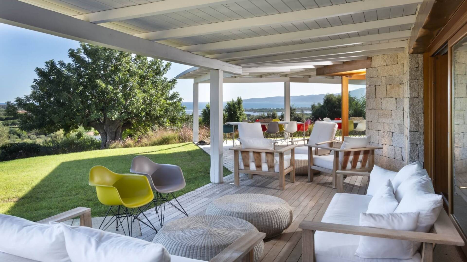 outdoor sitting area with sea view 