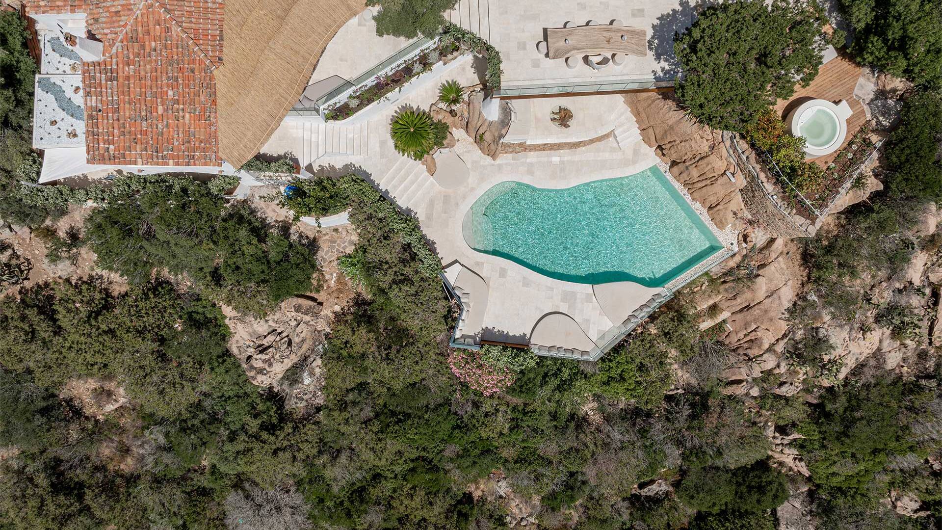 luxury weekly rental villa Sassovivo in Sardinia aerial view 