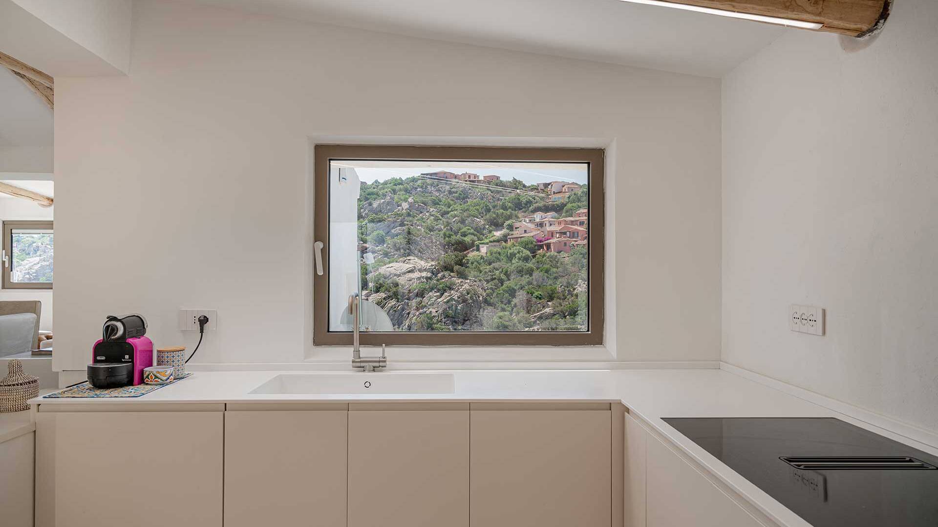 modern kitchen with a view