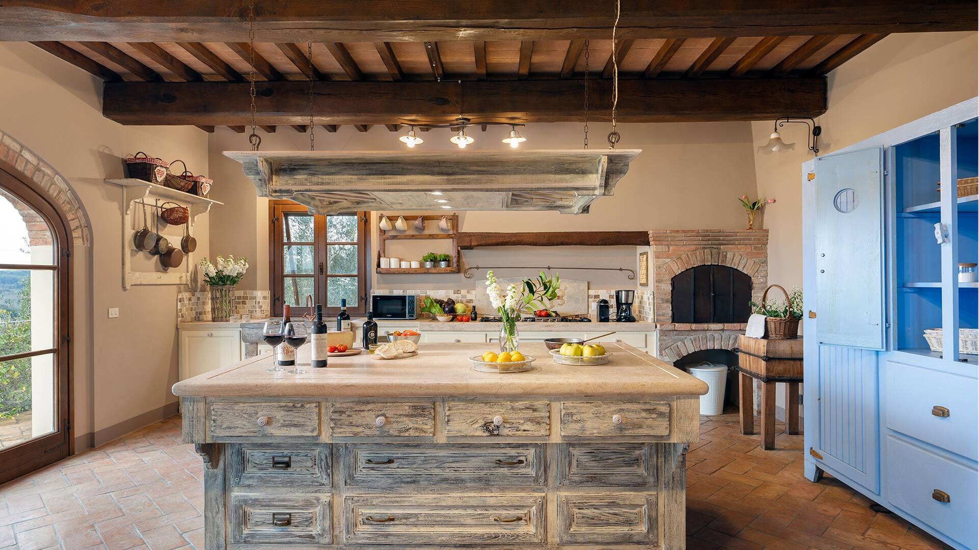 fully- equipped wooden kitchen