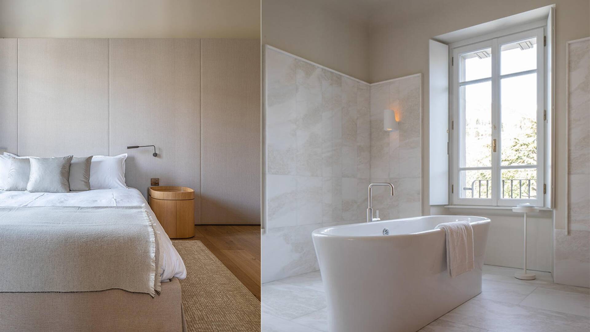 luxury vacation villa renting Lake Como standing bathtub detail