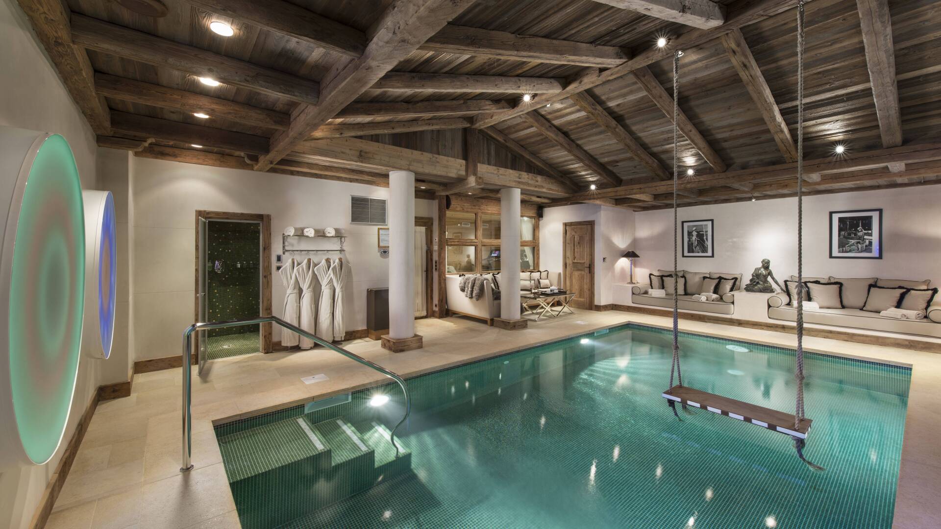 exclusive indoor pool with swing