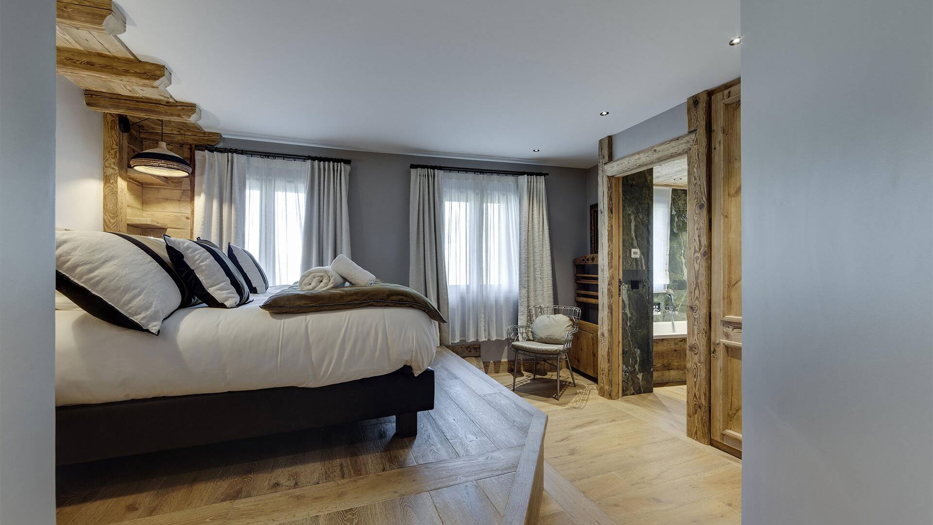 luxury double bedroom with en suite bathroom