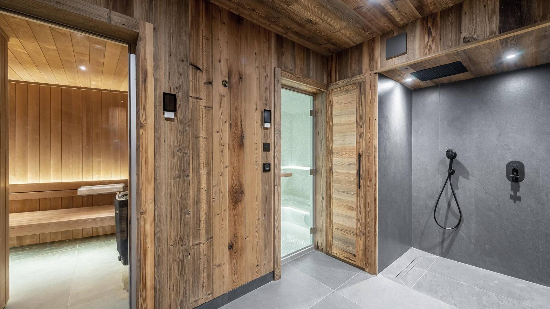 private spa with sauna and shower