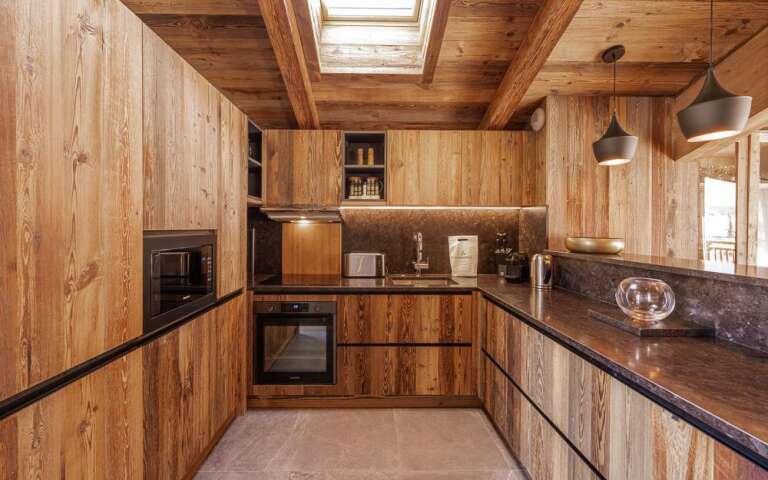 fully-equipped wooden kitchen