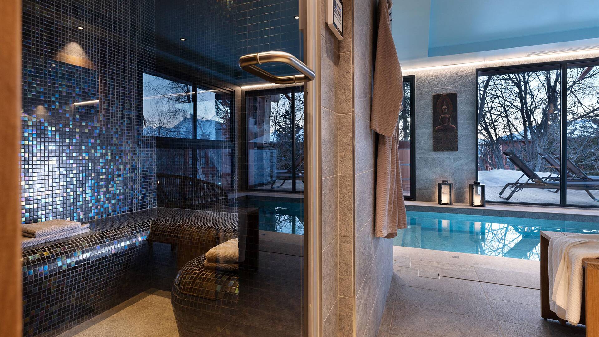 private wellness area with indoor pool 