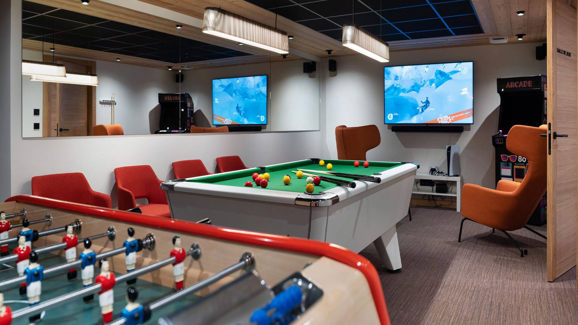 games room with billiard table and TV